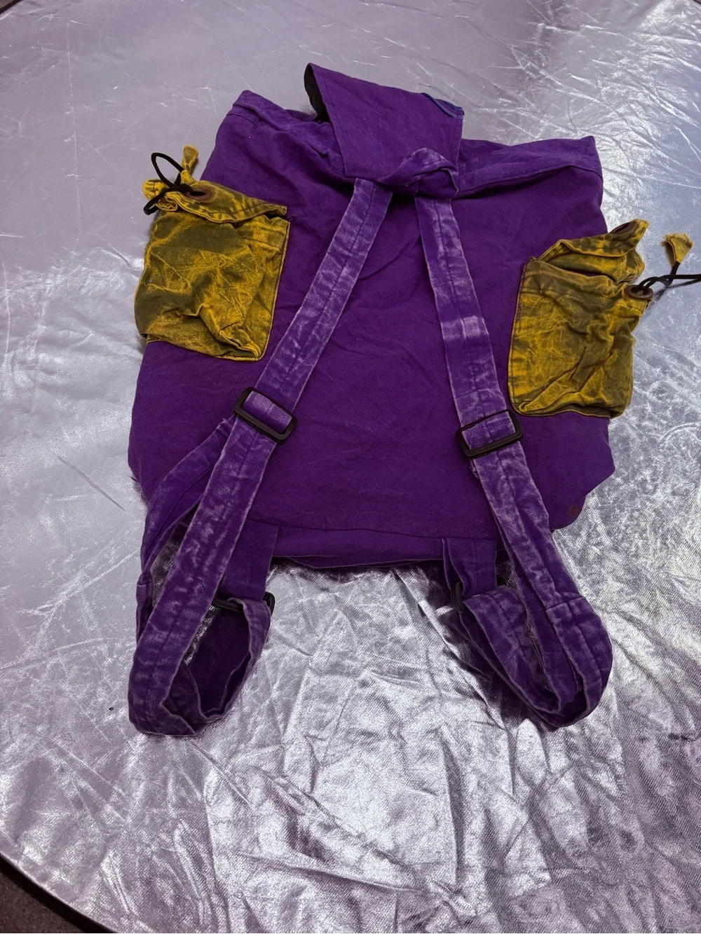 Bohemian Patchwork Purple Drawstring Backpack